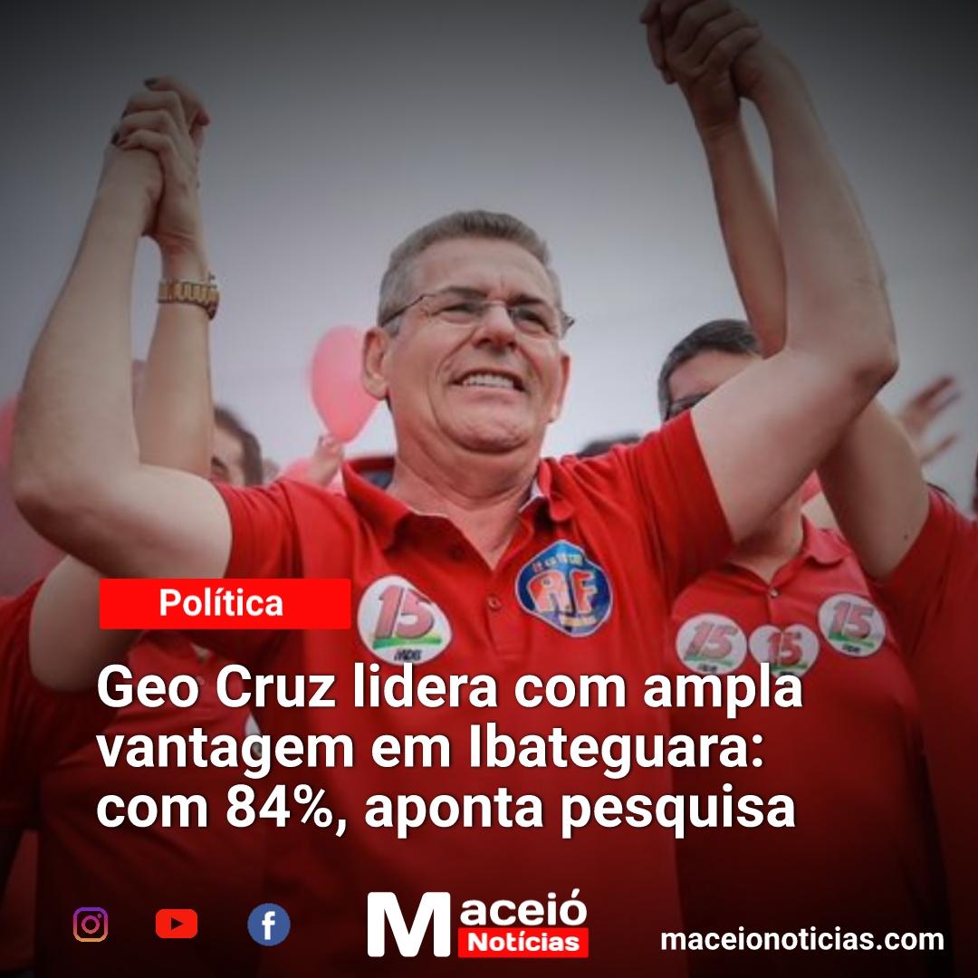 Geo Cruz lidera com ampla vantagem em Ibateguara: com 84%, aponta pesquisa