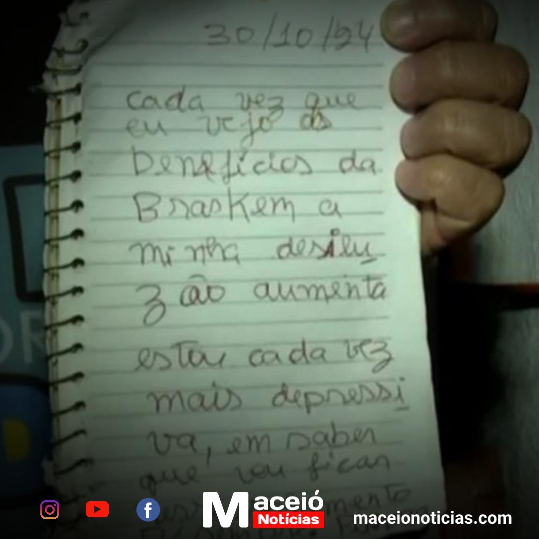 Idosa é achada mOrta em Maceió e deixa bilhete responsabilizando Braskem