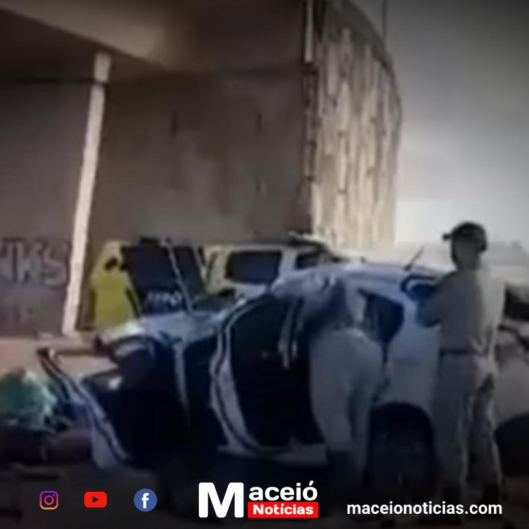Motorista perde a vida após veículo  em coluna de viaduto