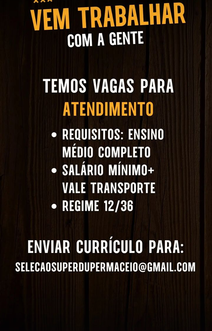 Vaga de emprego na Rede Superduper 