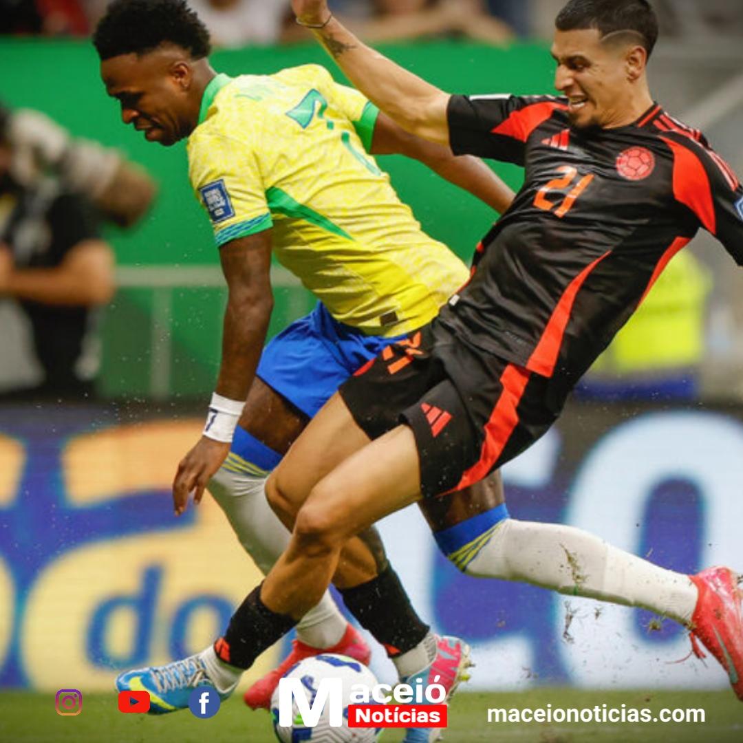 Brasil marca nos acréscimos e vence a Colômbia nas Eliminatórias