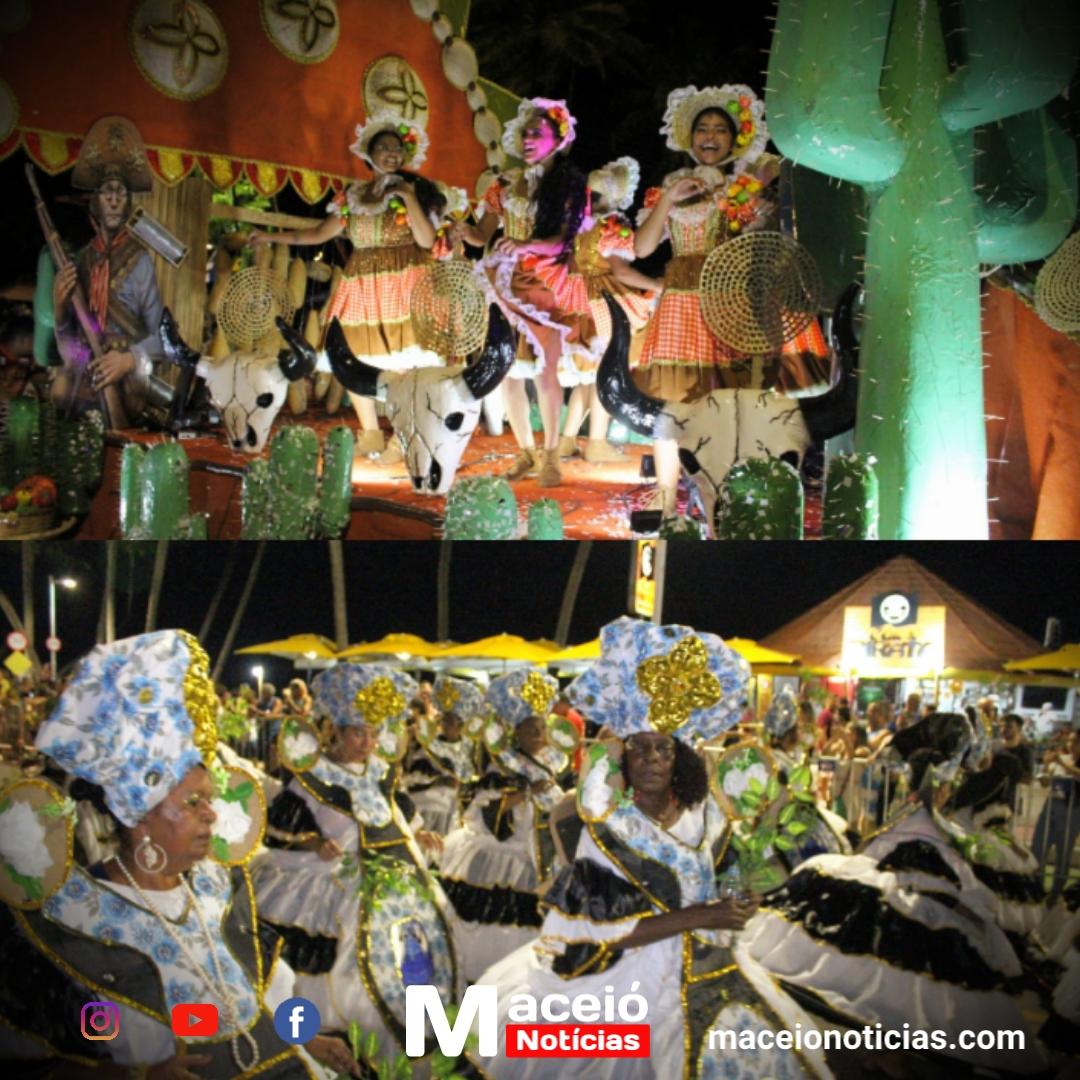 Escolas de samba encerram desfiles na orla de Maceió com grandes apresentações