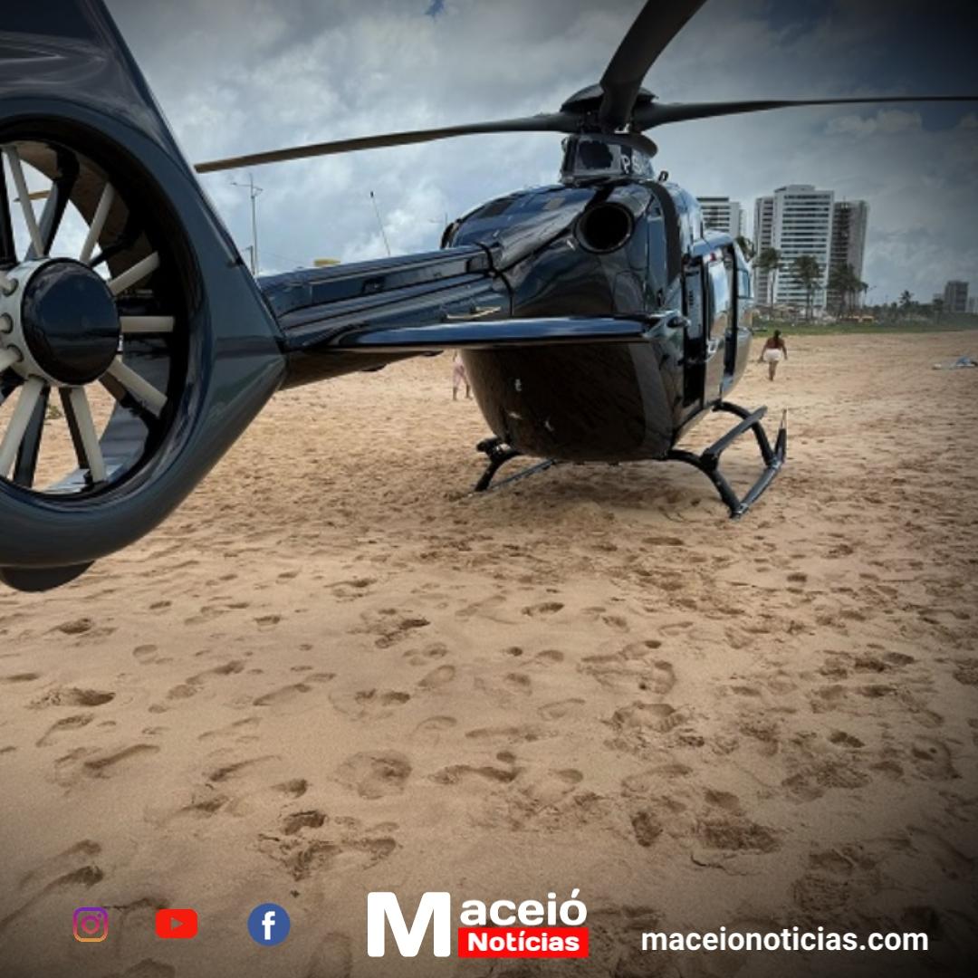 Helicóptero Falcão 02 é acionado para resgatar vítima de afogamento em Jacarecica