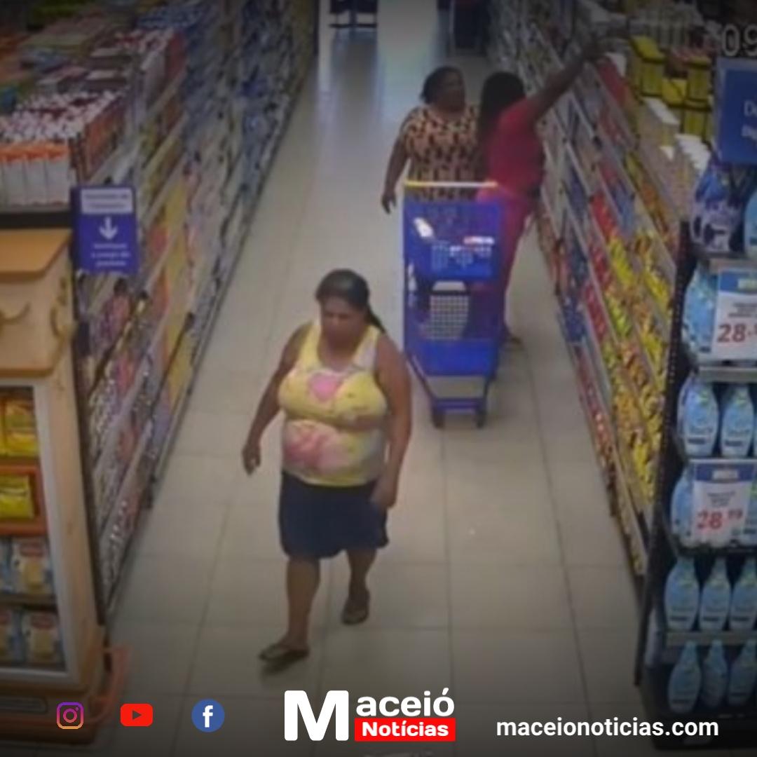 Imagens mostram dupla suspeita de furto em supermercado de Arapiraca