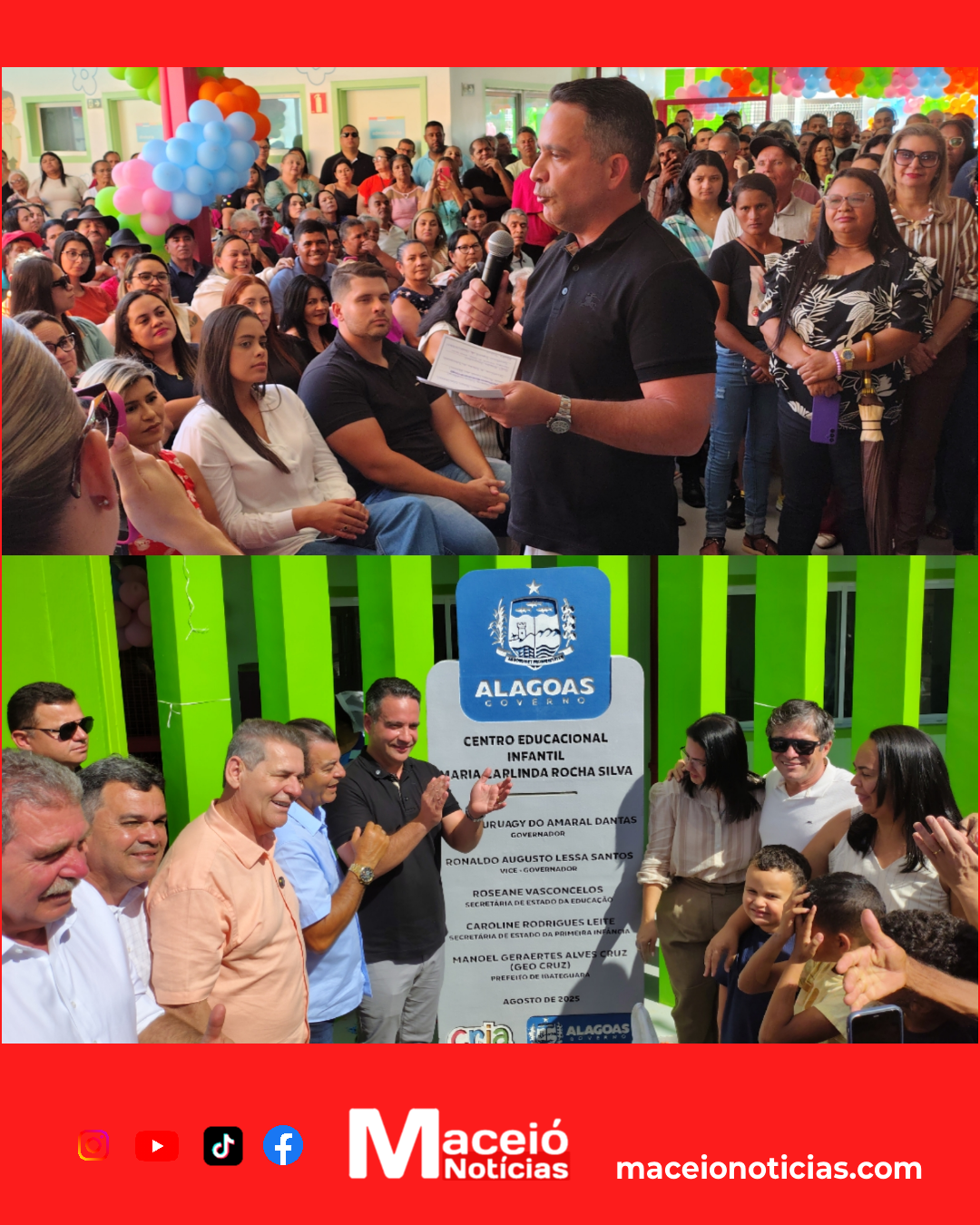 Governador Paulo Dantas entrega Creche Cria em Ibateguara e reforça investimentos na primeira infância