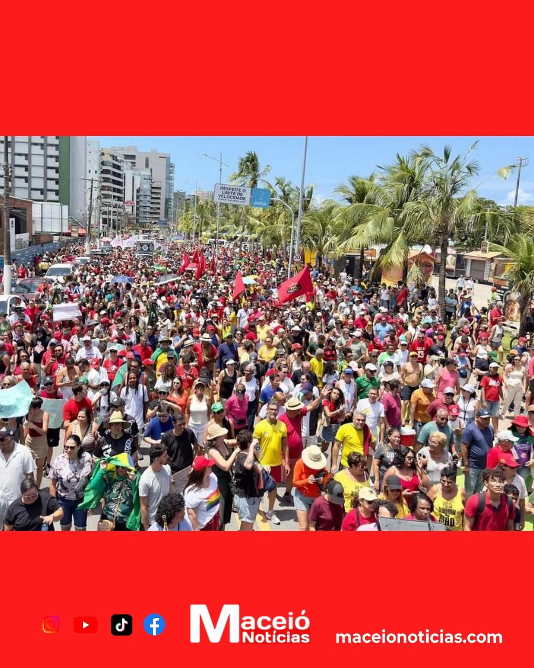 Milhares de pessoas ocupam a orla da Pajuçara em protesto contra PEC da Blindagem e PL da Anistia