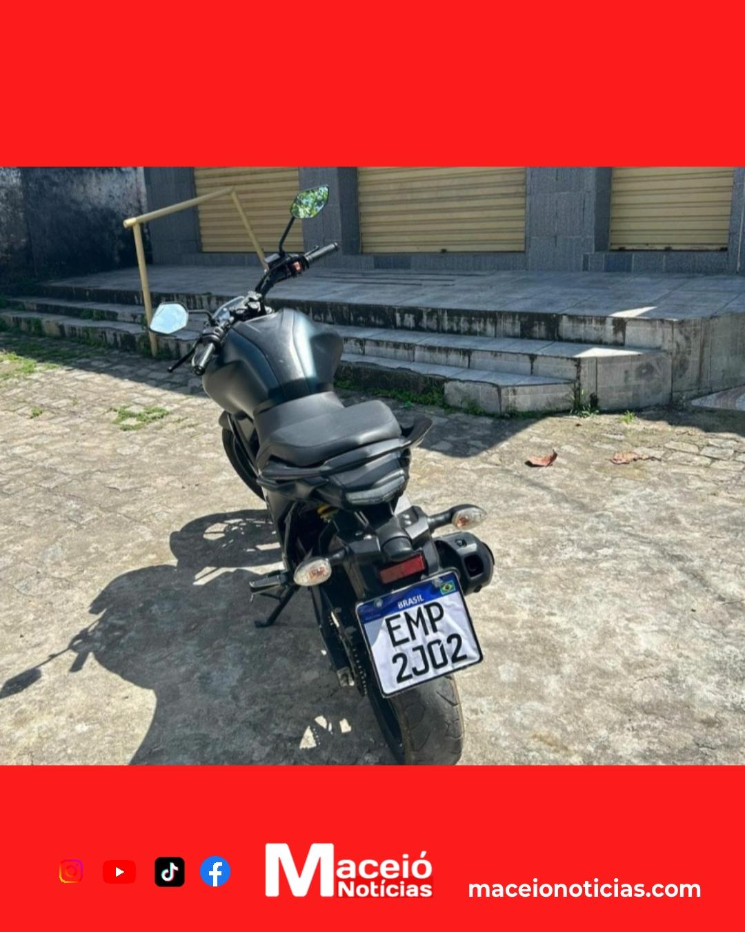 Moto com placa falsificada é apreendida pela PM na Chã da Jaqueira