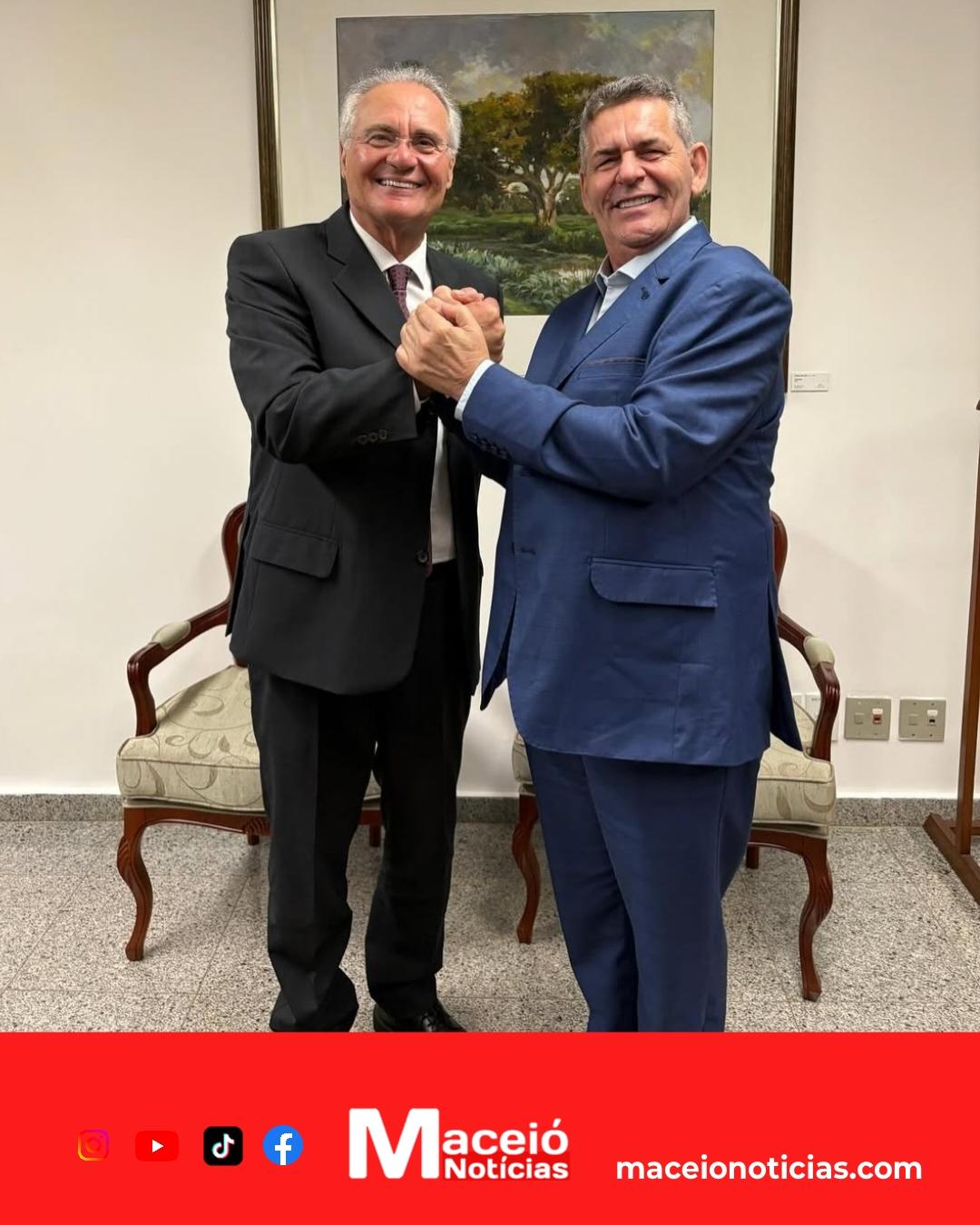 Geo Cruz garante novos recursos para Ibateguara em reunião com Renan Calheiros em Brasília