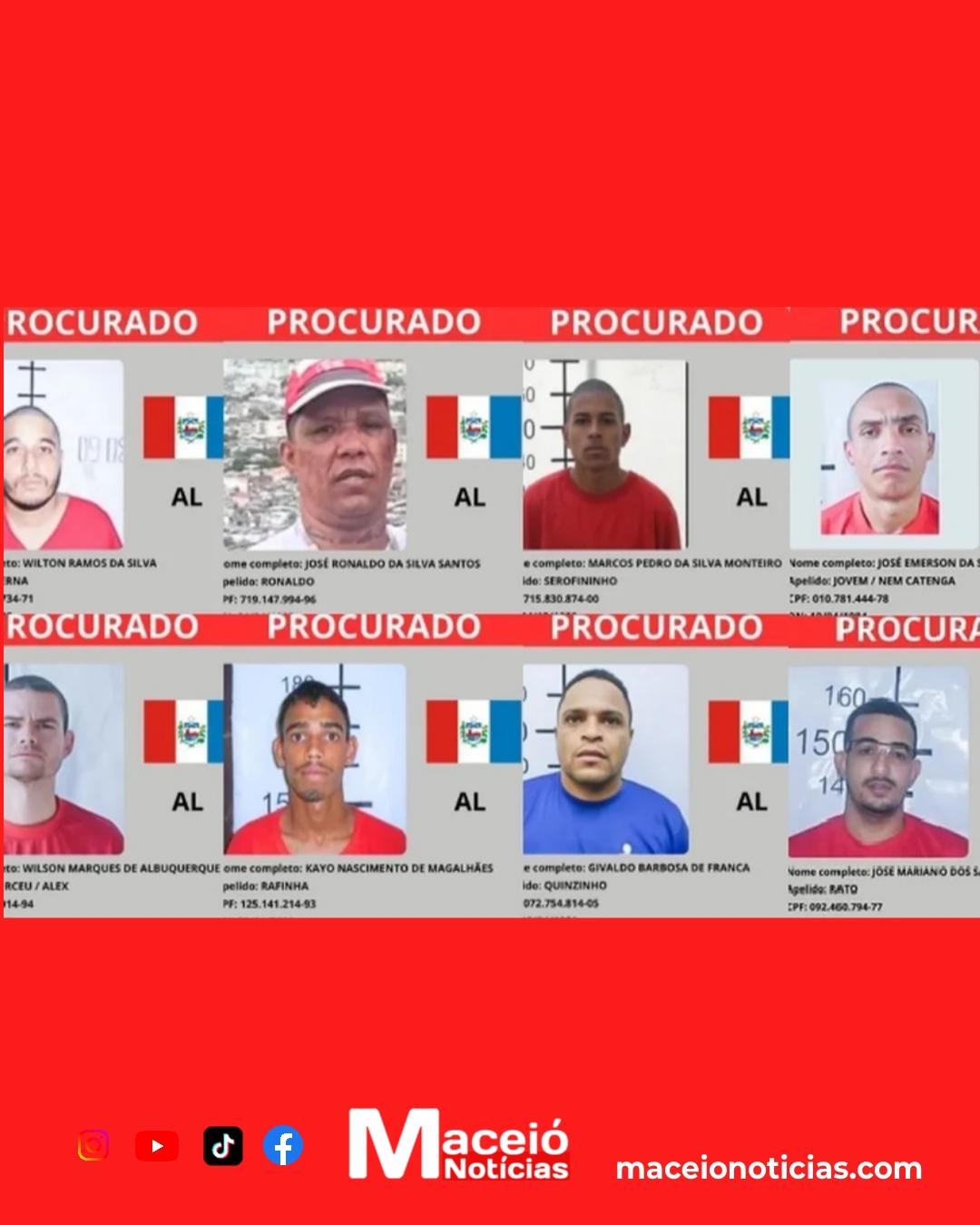 Ministério da Justiça inclui oito alagoanos na lista nacional de procurados
