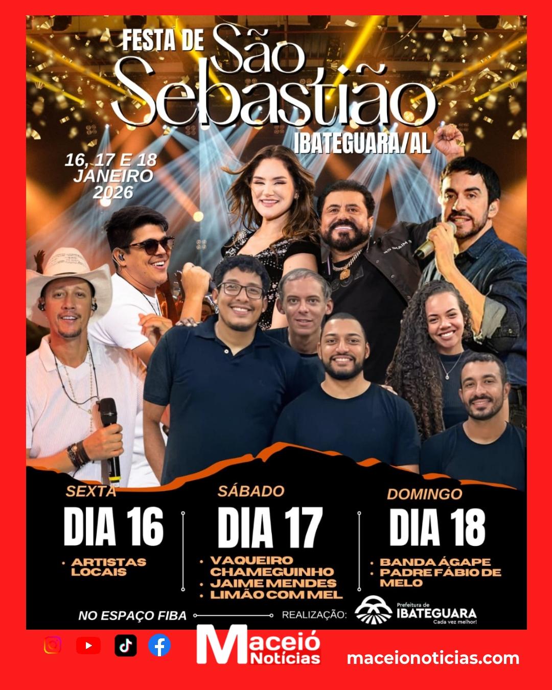 Geo Cruz anuncia grandes atrações na Festa de São Sebastião em Ibateguara