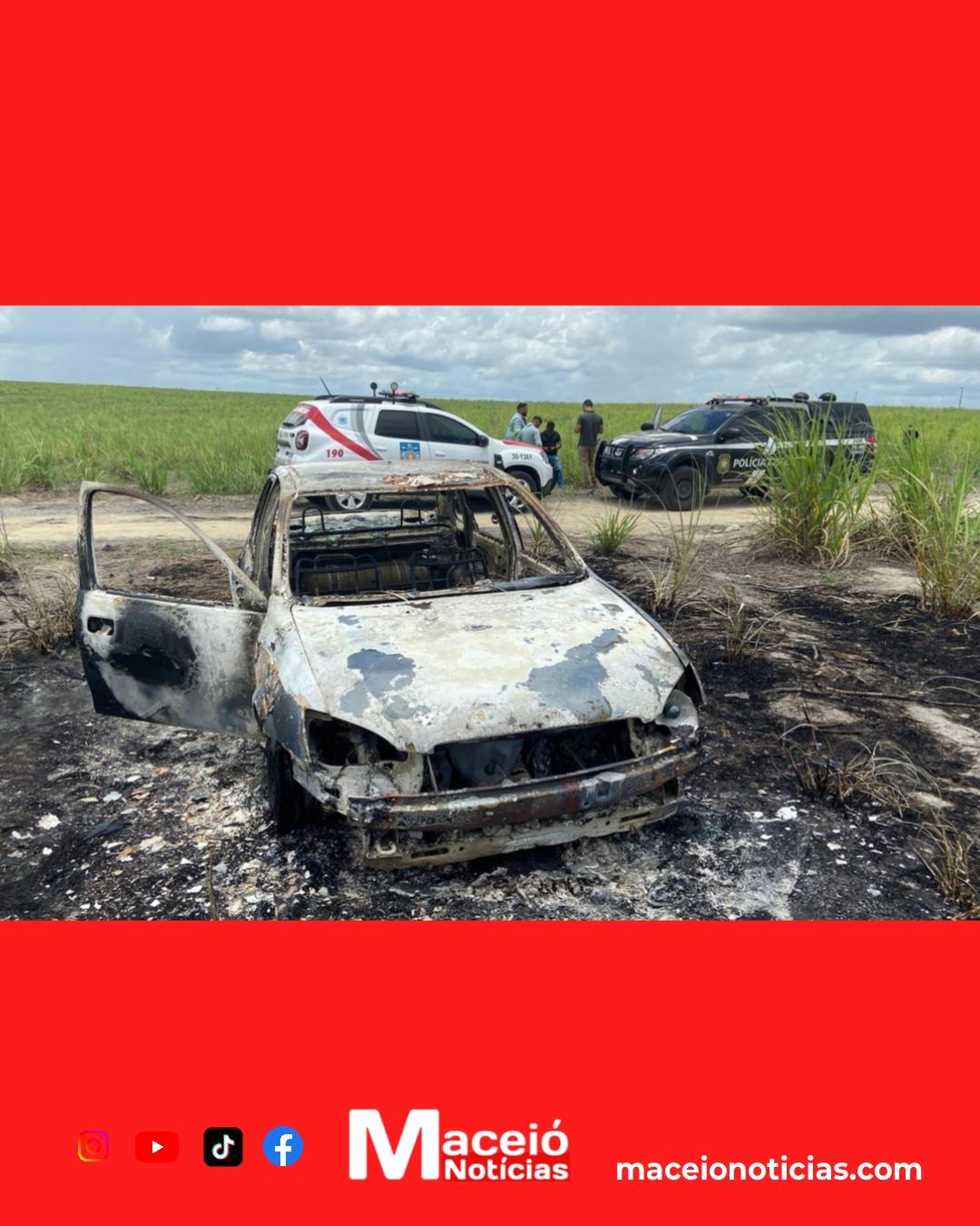 Carro incendiado é identificado como sendo de idoso desaparecido; investigação apura possível sequestro