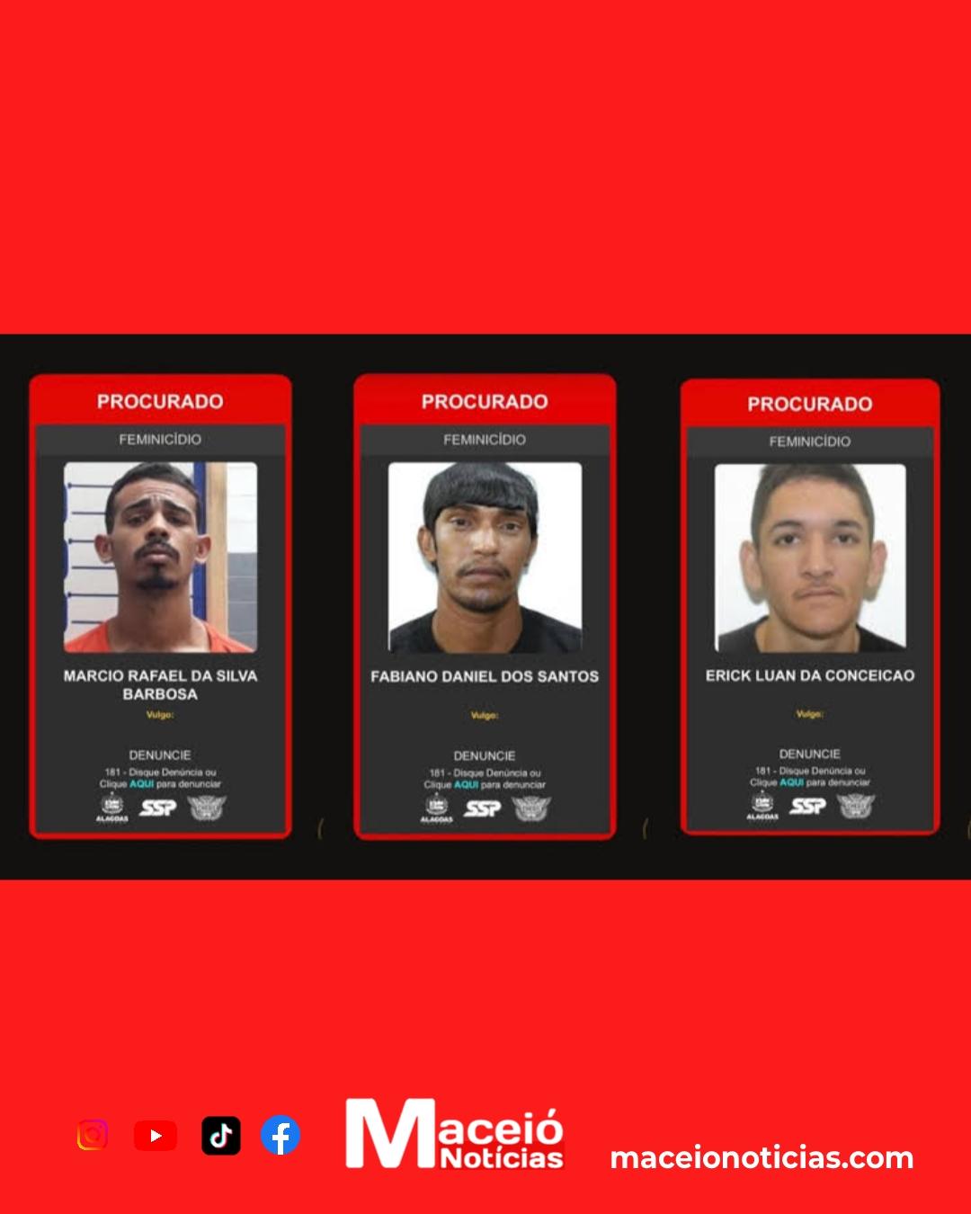 DHPP aperta o cerco e procura três investigados por feminicídio em Maceió