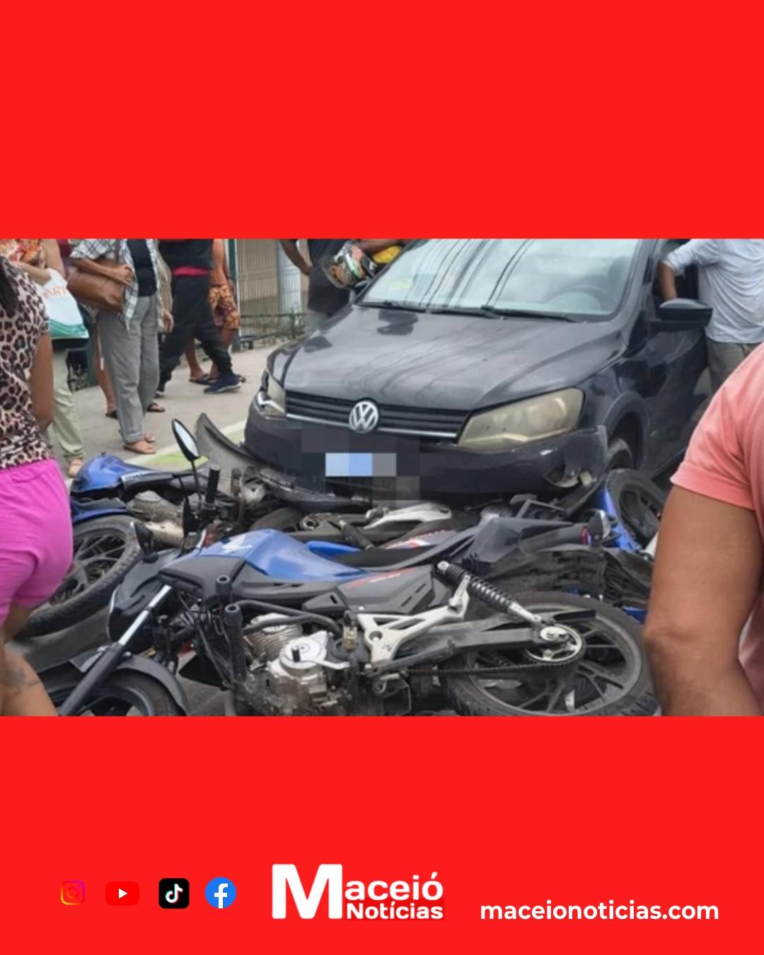 Engavetamento na parte alta de Maceió assusta motoristas, deixa ferida e trava o trânsito