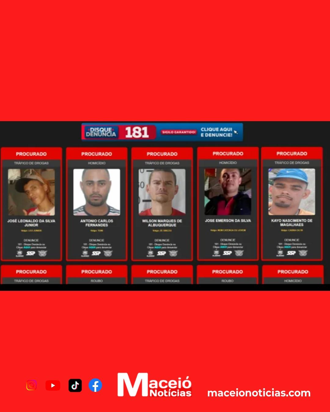 Segurança de Alagoas cria “lista dos mais procurados” e abre nova frente contra o crime