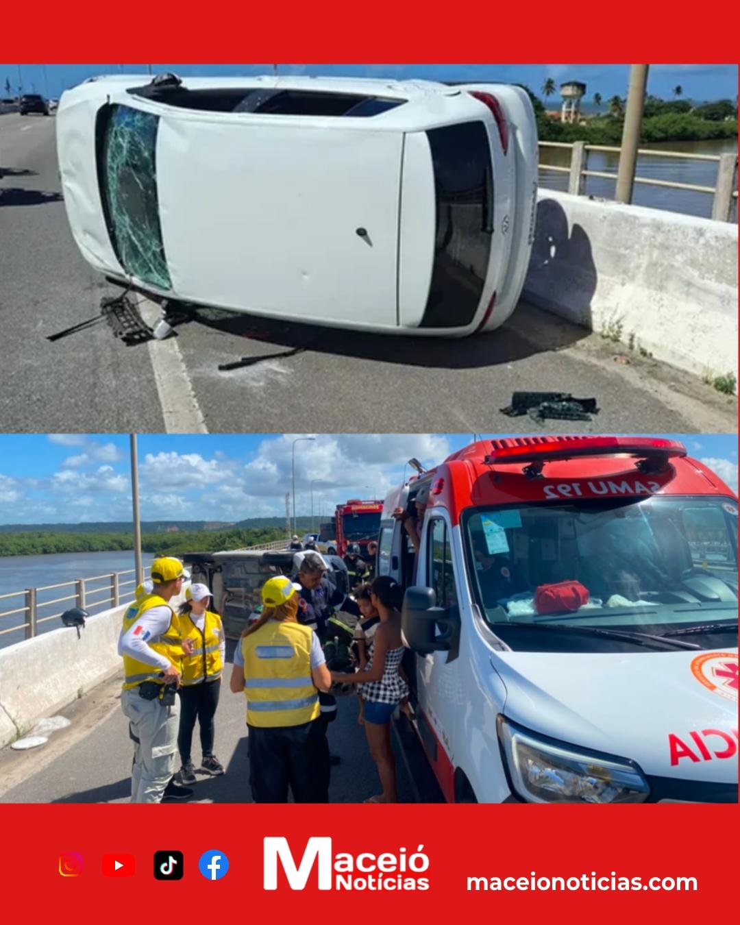 Casal de ciclistas é atingido por veículo na Ponte Divaldo Suruagy