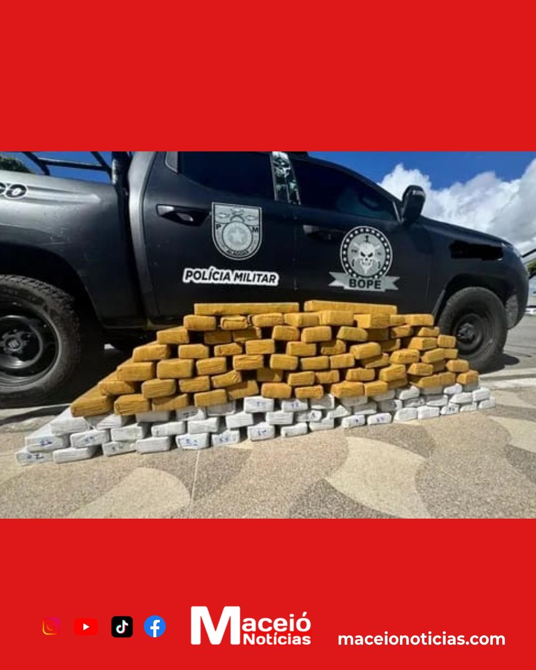 Bope frustra esquema de tráfico e apreende quase 100 kg de maconha na divisa de Alagoas com Sergipe