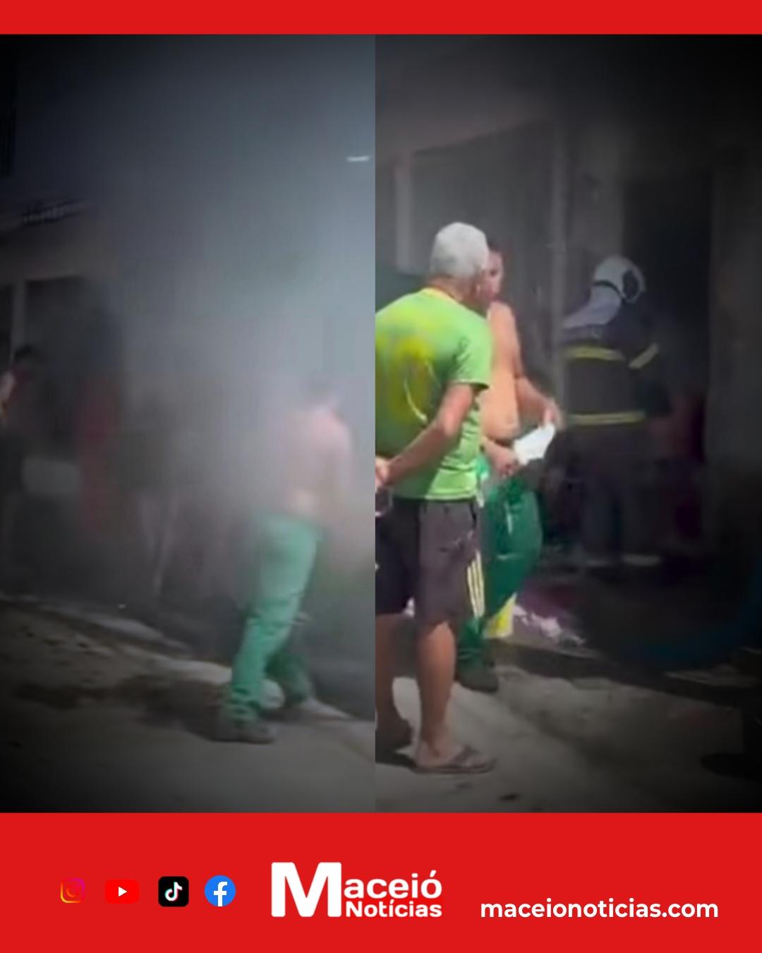 Explosão de botijão causa incêndio em casa e deixa três feridos no Jacintinho
