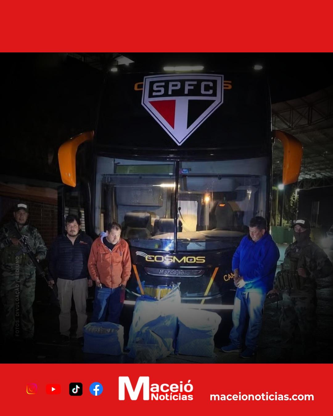 Ônibus que faria transporte do São Paulo na Bolívia é apreendido com 86 kg de maconha