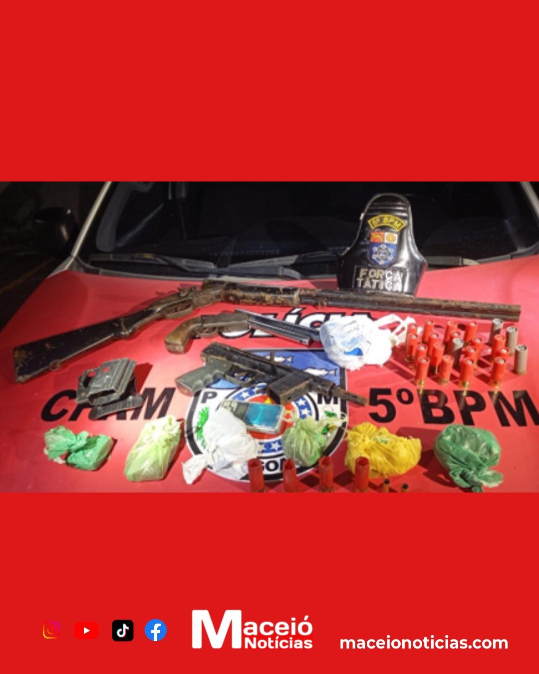 PM desarticula grupo criminoso e apreende armas e drogas durante operação no Benedito Bentes