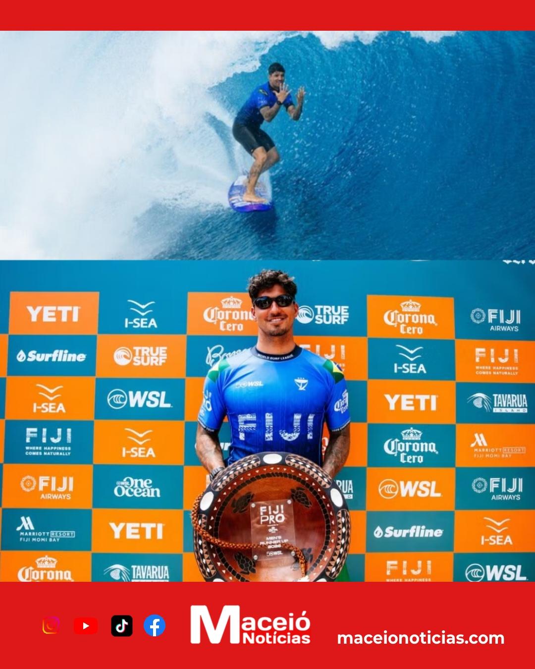Gabriel Medina fica com o vice em Fiji e destaca importância da competição após período difícil