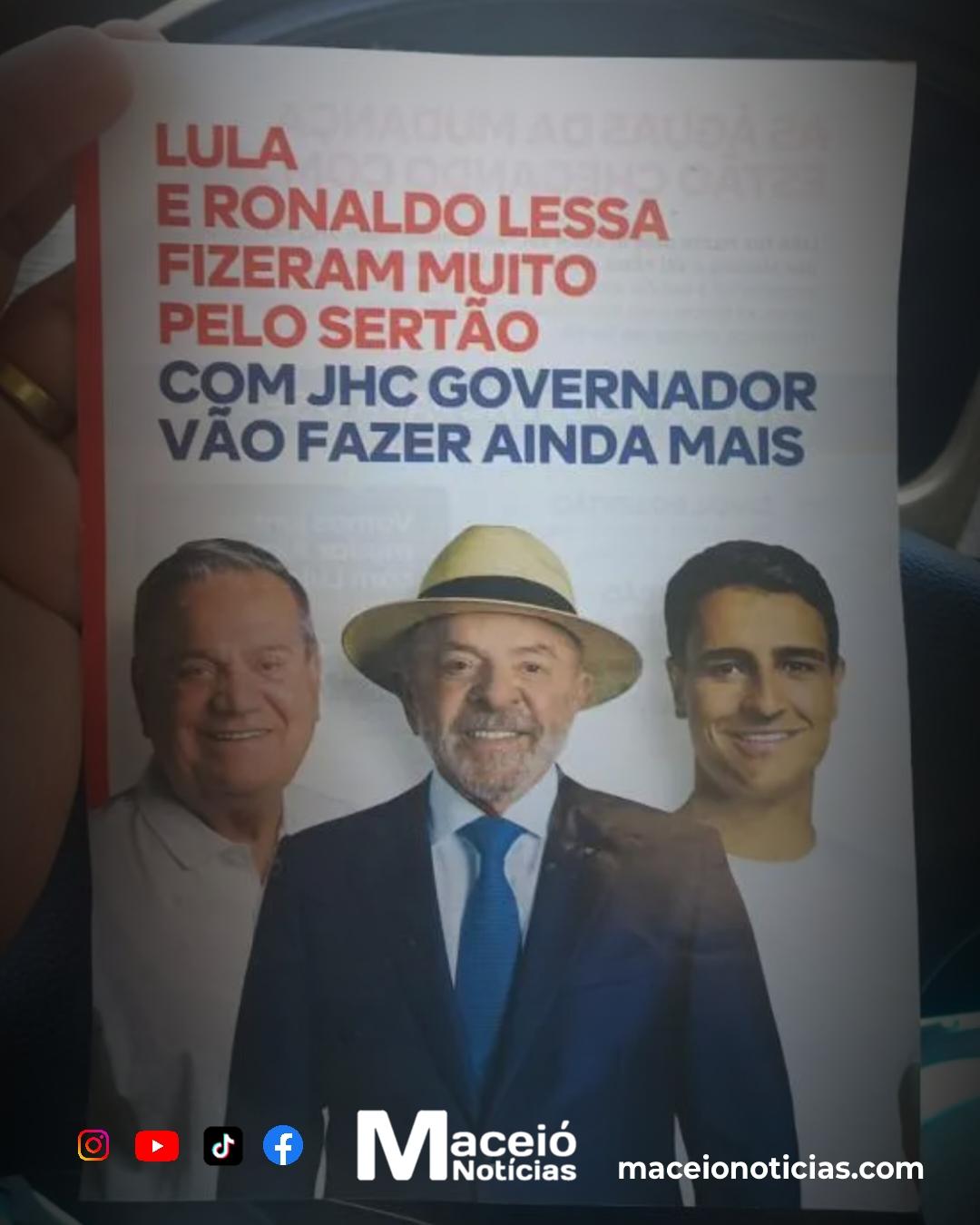 Lula, Lessa e Joao Caldas Filho no mesmo panfleto: a mistura que acabou na Justiça Eleitoral