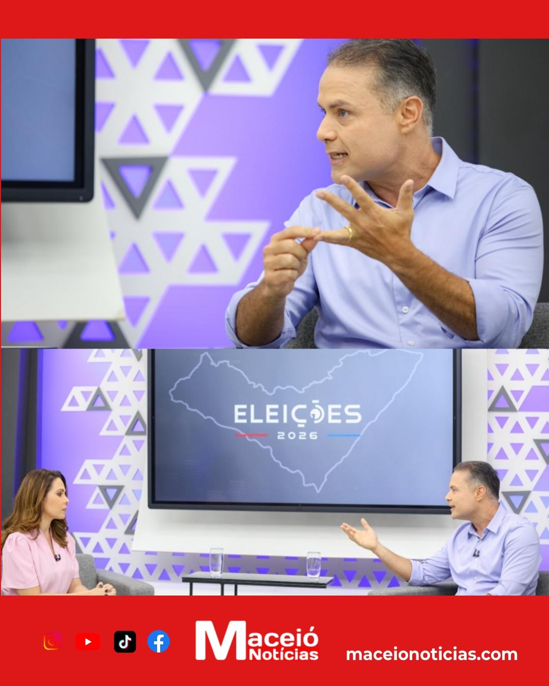 Renan Filho apresenta propostas para educação e moradia durante sabatina na TV 