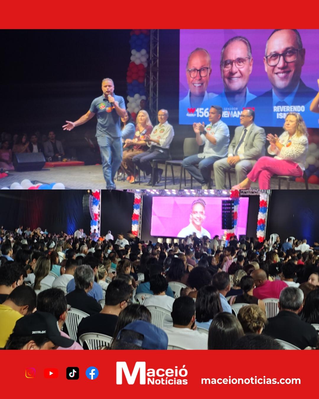 Renan Filho reúne lideranças políticas e evangélicas em evento lotado no Jaraguá, em Maceió