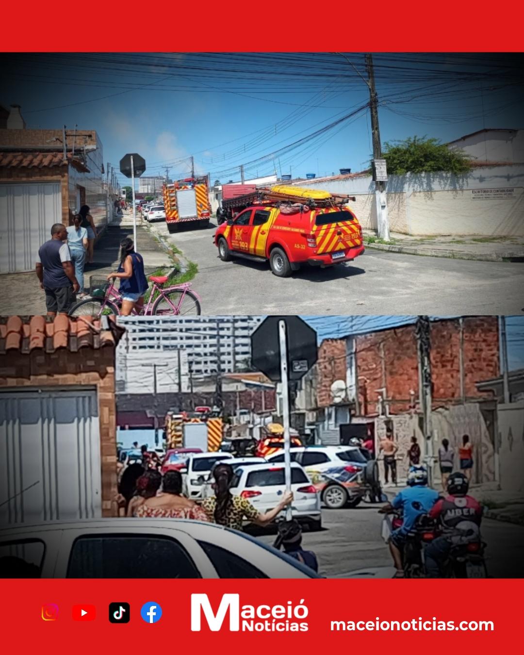 Fogo mobiliza Bombeiros após atingir residência de dois andares no Graciliano Ramos