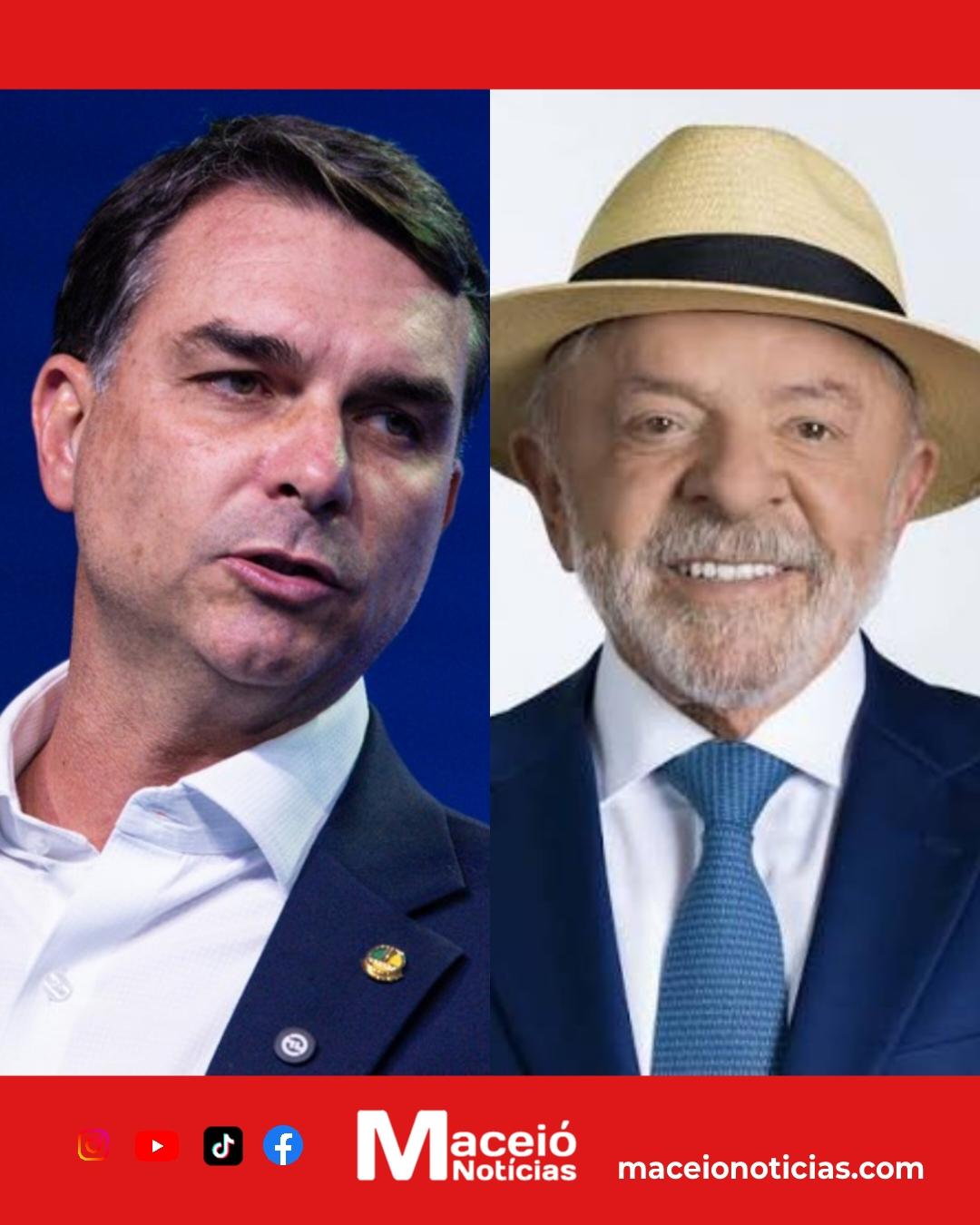 Lula e Flávio Bolsonaro empatam com 50% dos votos válidos no segundo turno