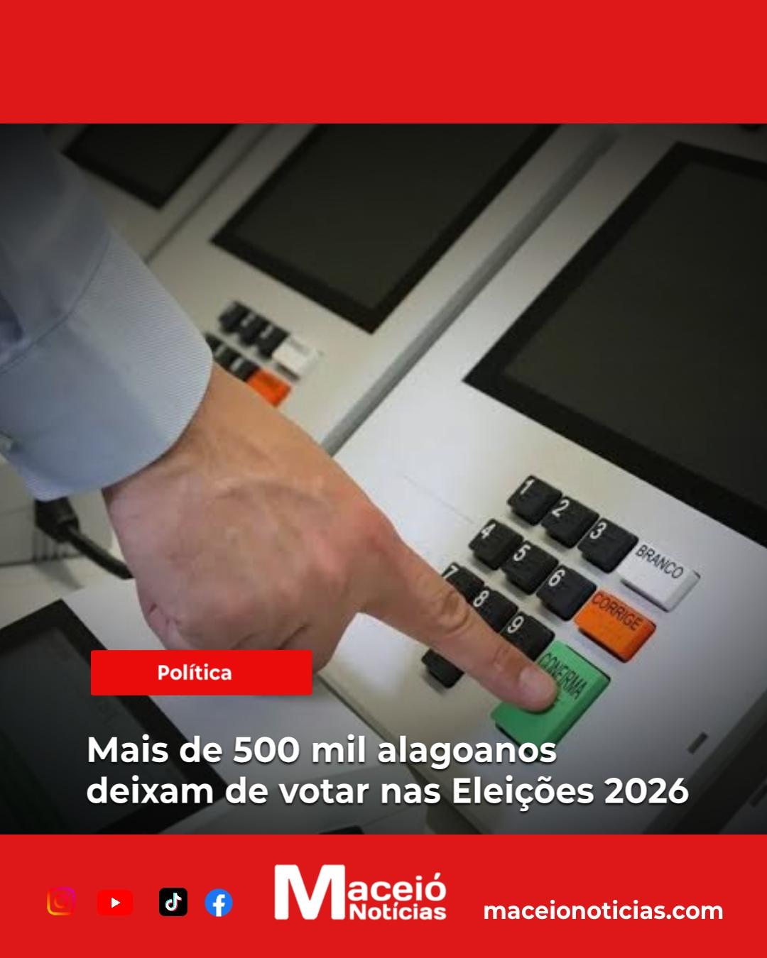 Mais de 500 mil alagoanos deixam de votar nas Eleições 2026