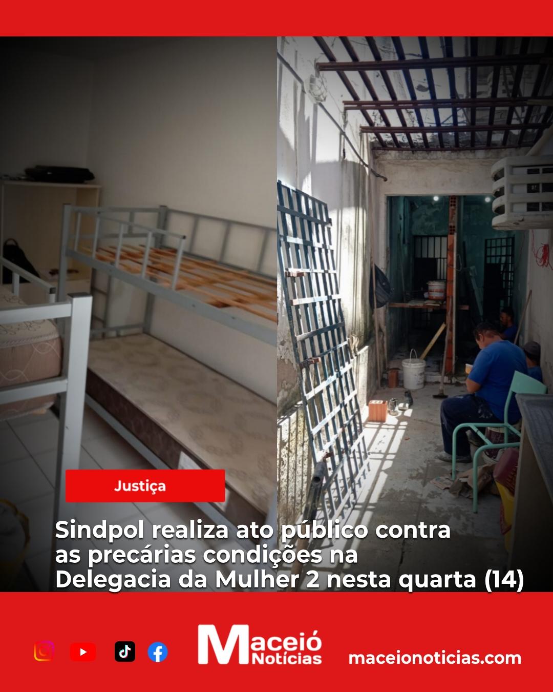 Sindpol realiza ato público contra as precárias condições na Delegacia da Mulher 2 nesta quarta (14)