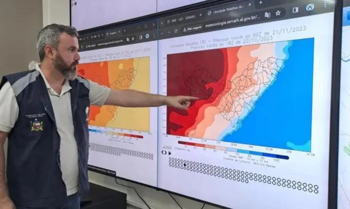Alerta no tempo: Alagoas se prepara para dias de chuva e rajadas de vento até sexta-feira (24)