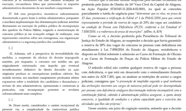 Alexandre de Moraes determina reserva de vagas para pessoas com deficiência no concurso da PM de Alagoas