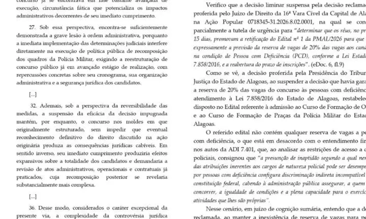Alexandre de Moraes determina reserva de vagas para pessoas com deficiência no concurso da PM de Alagoas