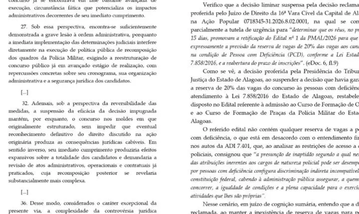 Alexandre de Moraes determina reserva de vagas para pessoas com deficiência no concurso da PM de Alagoas