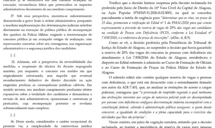 Alexandre de Moraes determina reserva de vagas para pessoas com deficiência no concurso da PM de Alagoas