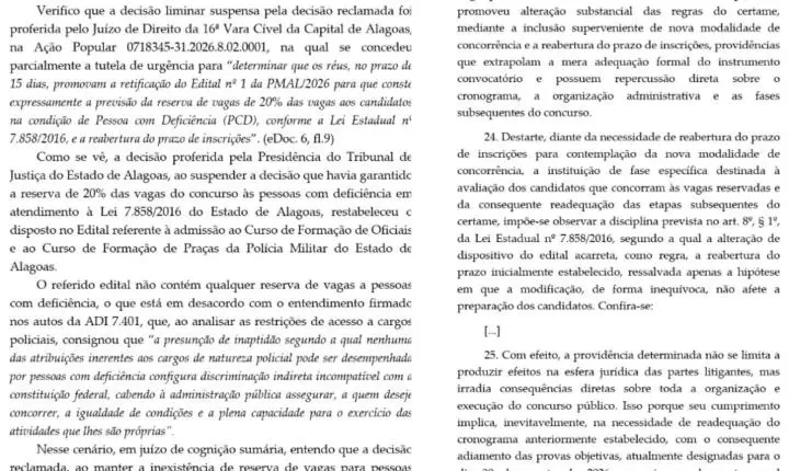 Alexandre de Moraes determina reserva de vagas para pessoas com deficiência no concurso da PM de Alagoas