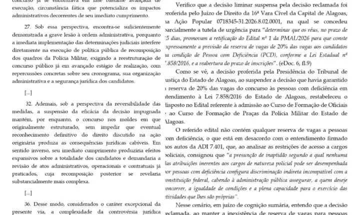 Alexandre de Moraes determina reserva de vagas para pessoas com deficiência no concurso da PM de Alagoas