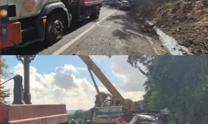 Carreta-cegonha com 11 carros tombou na BR-316 entre Satuba e Pilar
