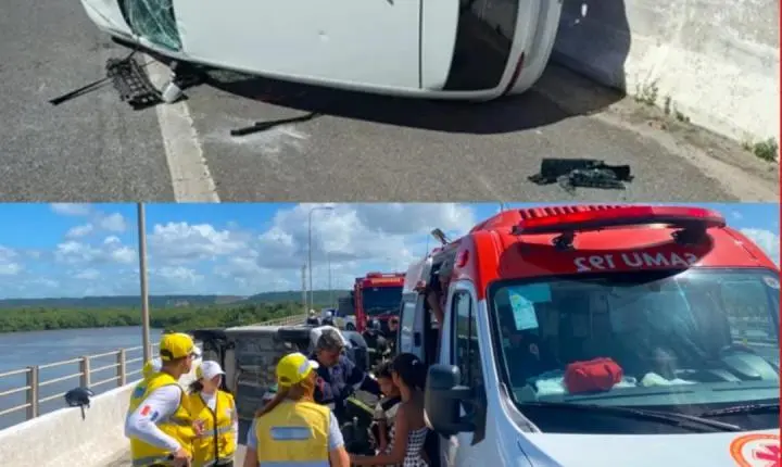 Casal de ciclistas é atingido por veículo na Ponte Divaldo Suruagy
