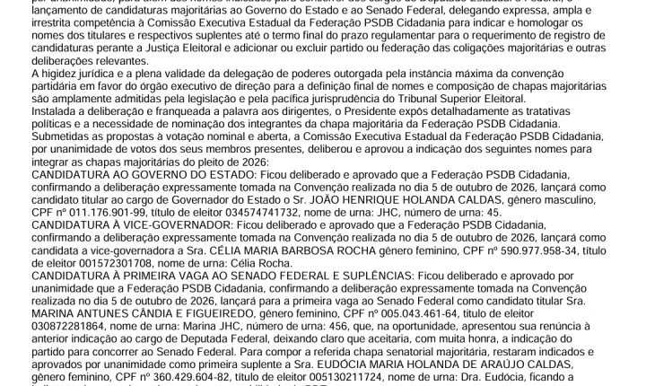 João Caldas Filho entra no jogo e já escala Célia Rocha para a vice no Governo de Alagoas