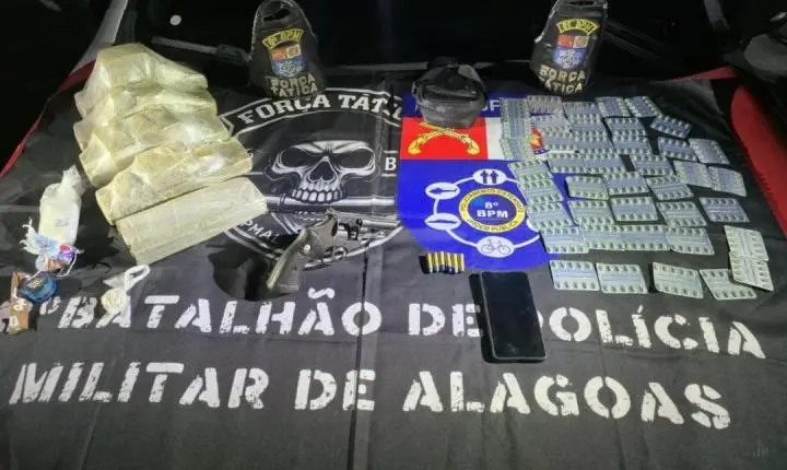 Rio Largo: operação do 8º BPM resulta na retirada de arma e grande quantidade de entorpecentes das ruas