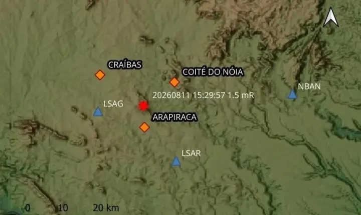 Tremores de terra assustam moradores de Arapiraca e Craíbas